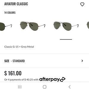 Ray-Ban Classic Aviator Sunglasses